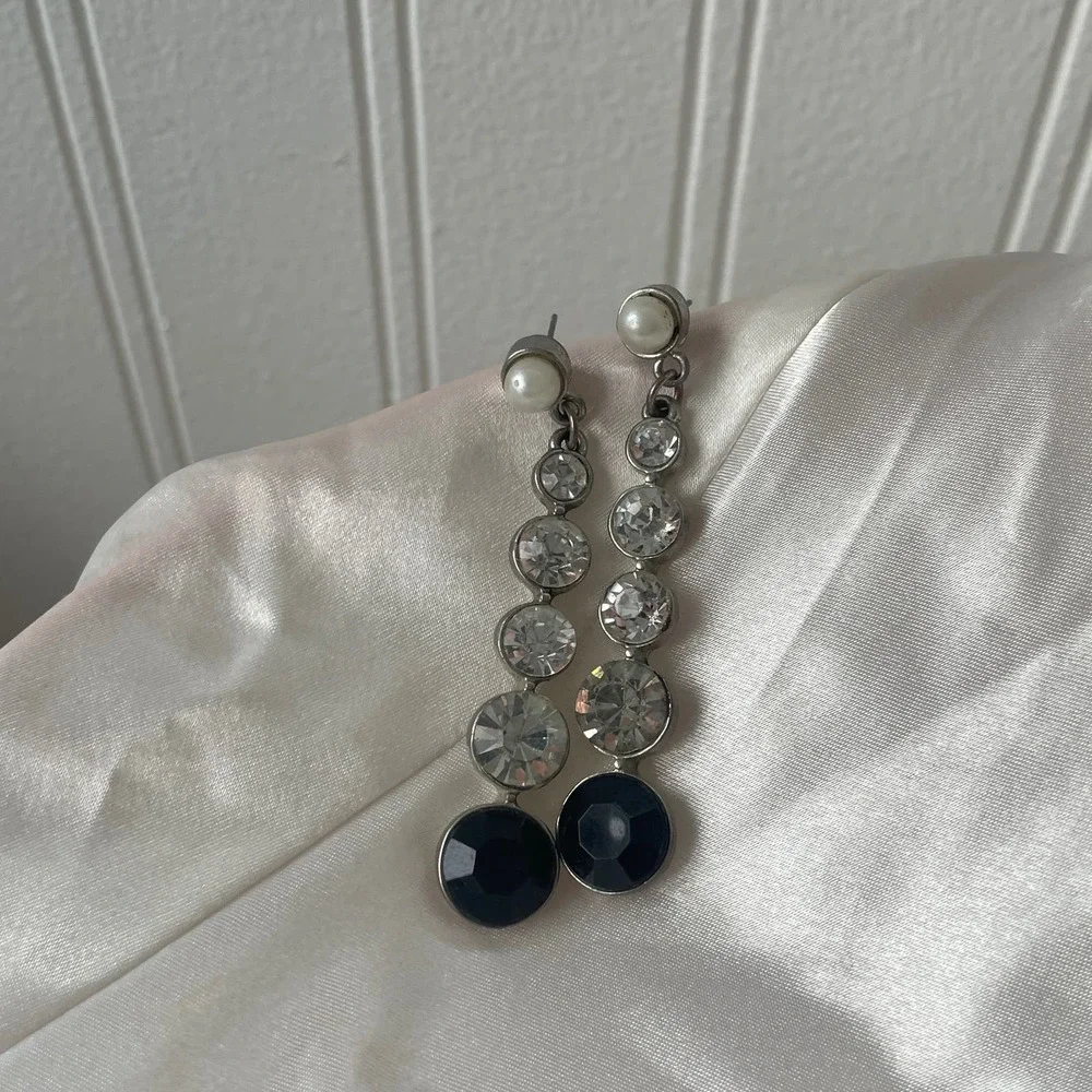 Dangle Drop Large Rhinestone Earrings - Picture 4 of 6